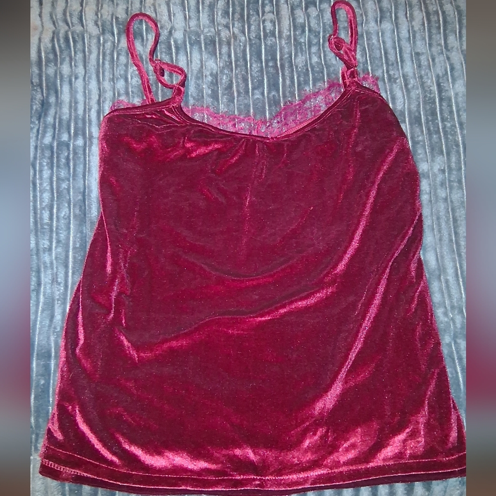 🐎NEW! Beautiful Red Velvet Camisole Top Sz XL - Picture 6 of 6